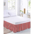 thumbnail image 2 of Red Striped Bed Skirt King Size, Christmas Farmhouse Red White Stripes Wrap Around Bed Skirting with Adjustable Elastic Strap, Dust Ruffled Pleated Bedskirts 18 Inch Drop for Bedroom King Beds, 2 of 9