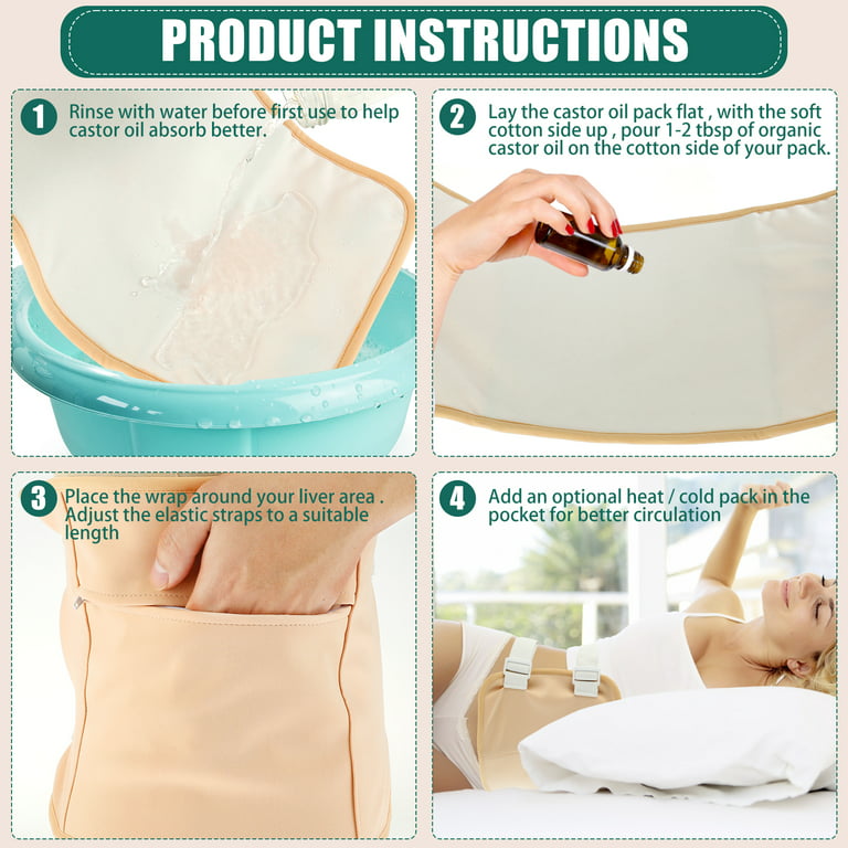 Jokapy Castor Oil Wrap, 4 Pcs Reusable Organic Nursing Breast Pads, Nude