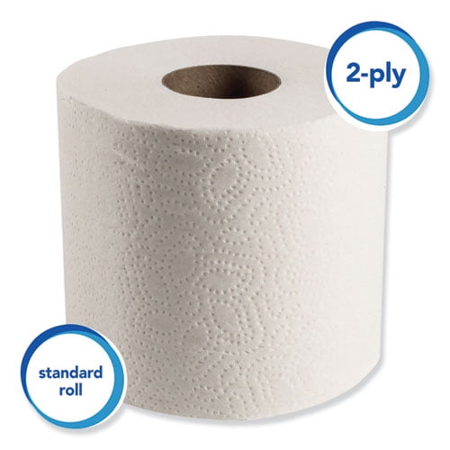 Essential Standard Roll Bathroom Tissue for Business, Septic Safe, 2-Ply, White, 550 Sheets/Roll, 80/Carton | Bundle of 2 Cartons - 3