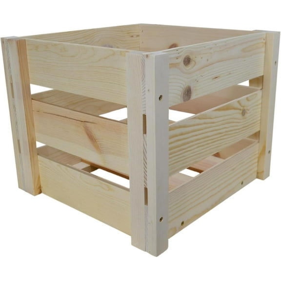 Farrinne Wooden Slatted Crate, 16x16x13 Inch Outside Dimensions Knockdowm Style