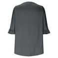 thumbnail image 5 of ALLLIST Bell Sleeve Womens Tops V-Neck Summer Blouse Fashion Gray Solid Ruffle Pullover Womens Clothing, 5 of 7