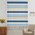 thumbnail image 3 of Blue Khaki Striped Sheer Curtains 54 Inches Long, Farmhouse Stripes Modern Abstract Art Light Filering Curtains, Breathable Simi Curtain Privacy Drapes for Kitchen Bathroom Small Window Treatment, 3 of 9