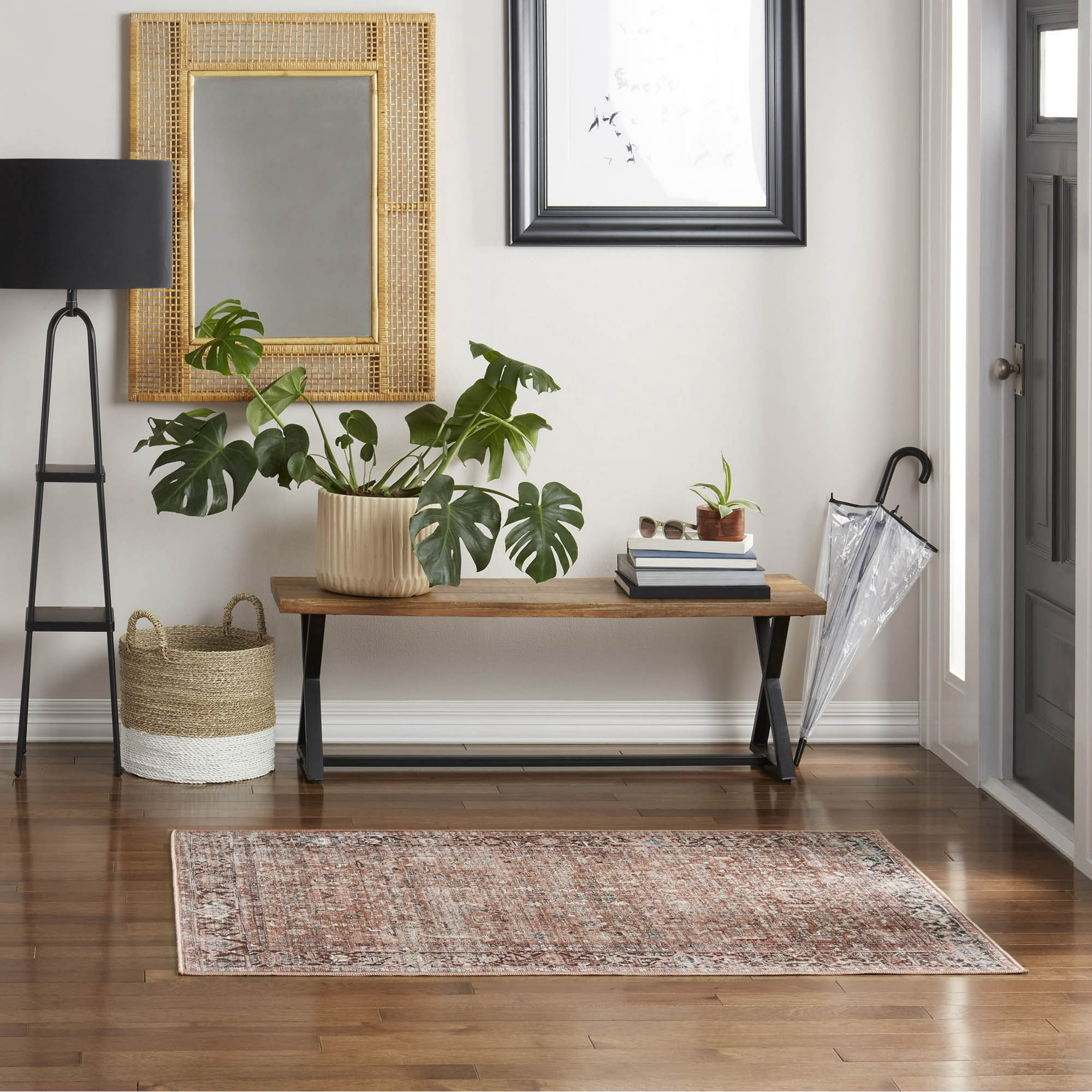 Everwash™ Callaghan Edith Distressed Vintage Machine Washable Area Rug, Terracotta, 3'11"x5'6"