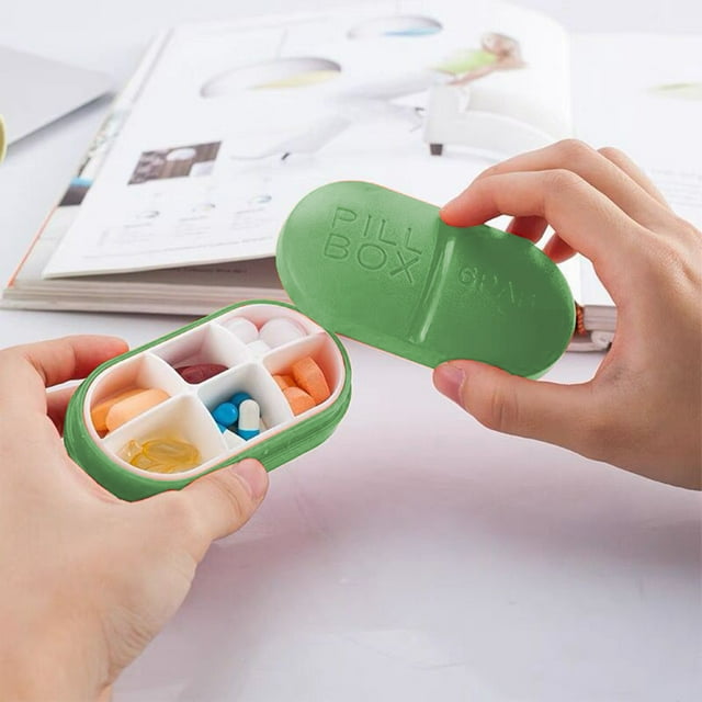 Organizador semanal de vitamina C | Pastillero diario con 6 compartimentos | Estuche portátil de viaje | Suministro para una semana | Colores pastel | Contenedor de plástico