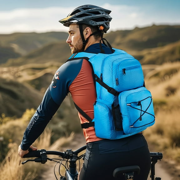 KFFKFF 25L Hydration Backpack with 2L TPU Water Bladder, Cycling Running Hiking Climbing Biking Breathable Water Hydration Backpack with Storage for Males Females, Blue