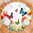thumbnail image 2 of White Butterfly Flower Field Pattern Round Fitted Tablecloth with Elastic Edge,Dining Table Cover Waterproof,Outdoor Round Tablecloth for Camping,Dining,Indoor and Outdoor, 2 of 7