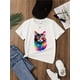 thumbnail image 1 of Camisetas de verano, con gatitos coloridos, estilo casual regular, disponibles en varios colores., 1 of 5