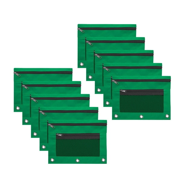 Carpeta de tela con ojales B5, 10 unidades, bolsa para documentos de oficina con cremallera y estuche para bolígrafos, diseño de tres agujeros para organizar documentos y guardar útiles