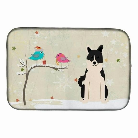 Christmas Presents between Friends Russo-European Laika Spitz Dish Drying Mat