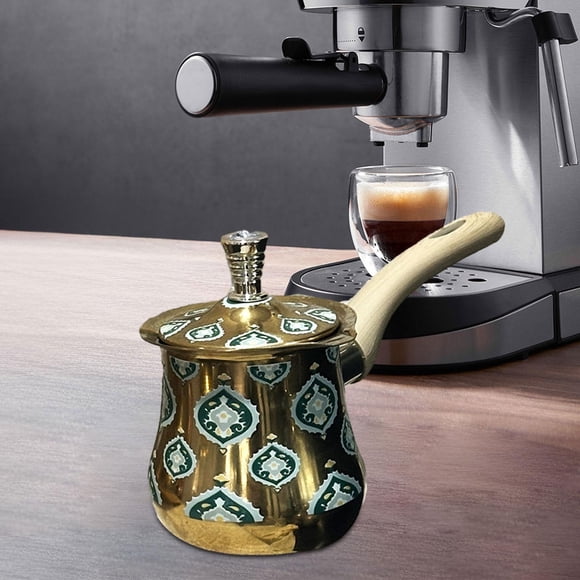 Jarra de fusión para café turco, tetera con mango largo, hervidor de agua resistente a la oxidación, multiusos con tapa, calentador de leche, hervidor 720ml