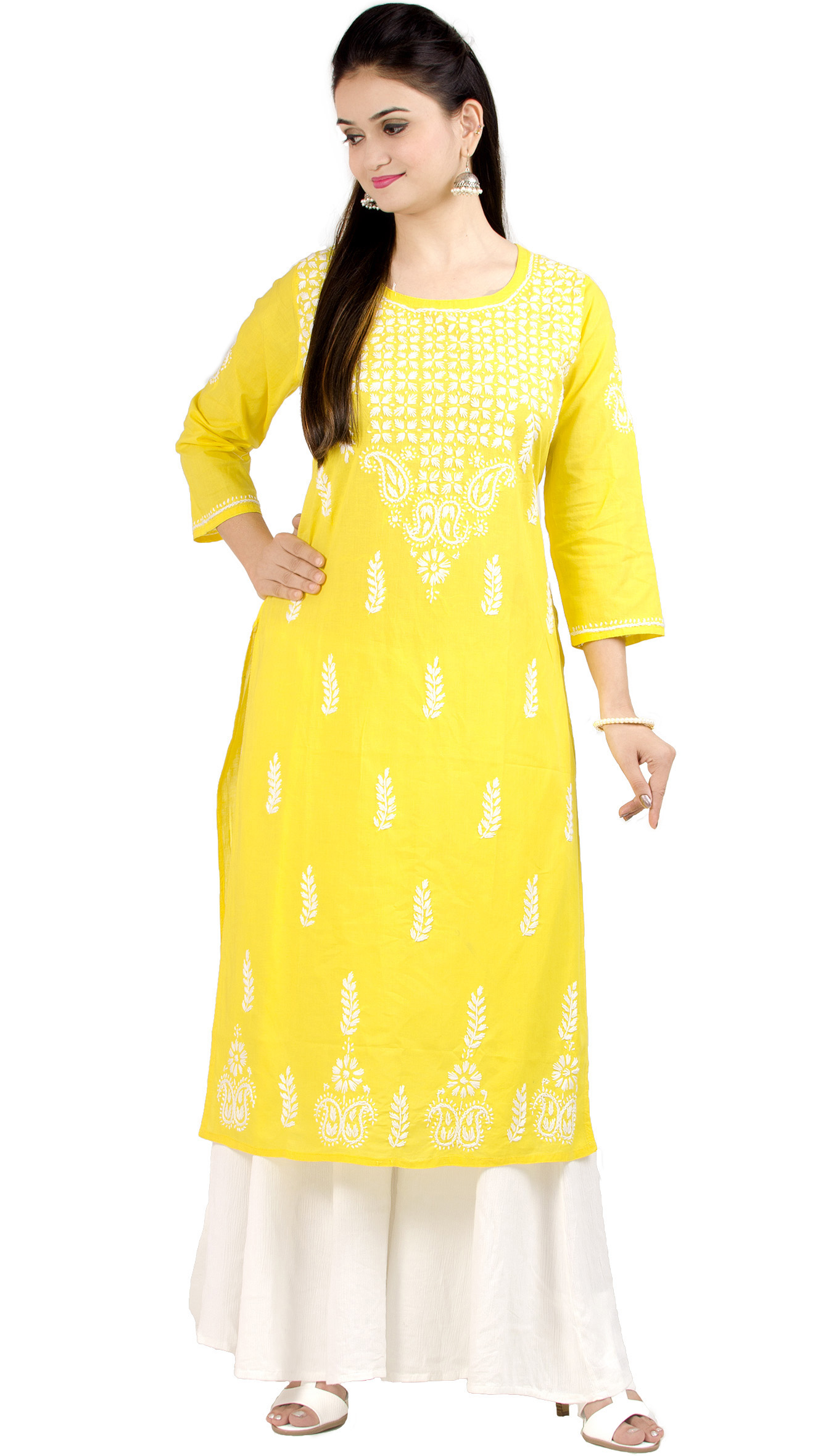 Chandrakala Lucknow Chikankari Kurti for Women 100 Cotton Indian