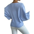 thumbnail image 7 of Hibeli Women Daisy Floral Boat Neck Long Batwing Sleeve Knitwear Top, 7 of 7