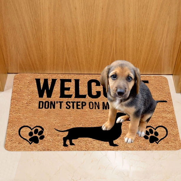 Fiudx Felpudo Navideño con Diseño Decorativo de Perro, Fácil de Limpiar, Material Antimanchas, Base de Goma Antideslizante, Ideal para Interiores y Exteriores, Decoración para Fiestas, 60 X 90 Cm.