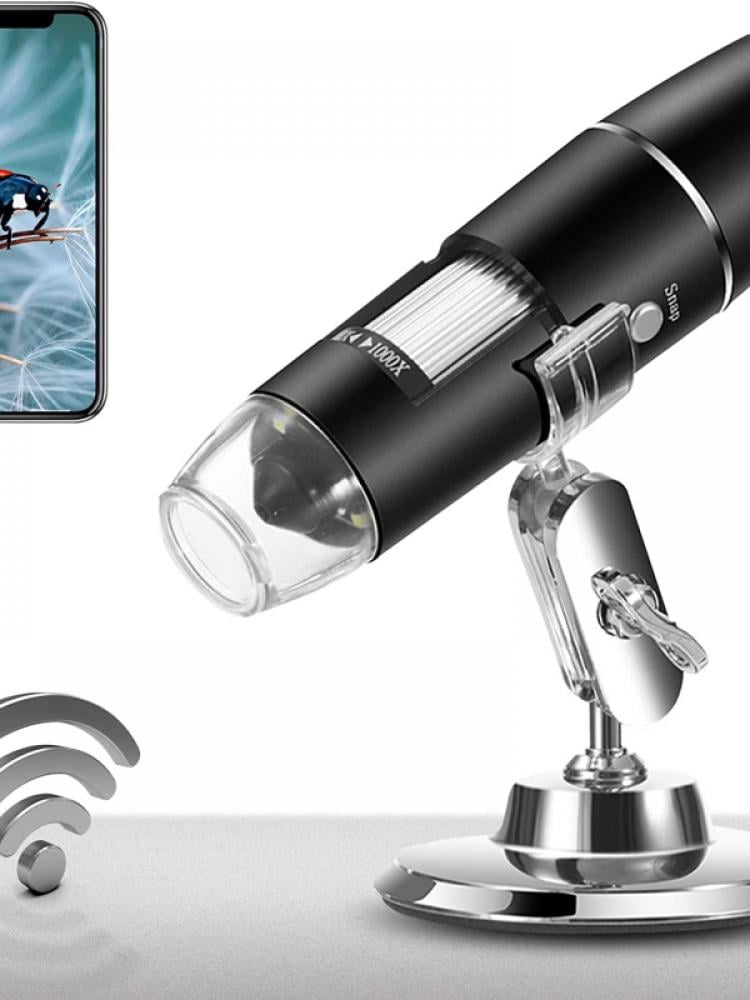 Wireless Microscope USB Microscope 50X to 1000X 8 LED Light Microscope for iPhone PC Android Smartphone 