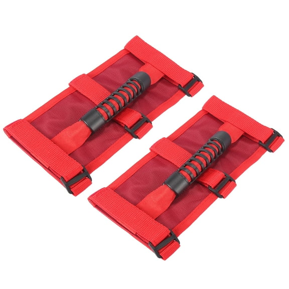 2pcs Vehicle Roll Bar Grab Handles Grip Handle for Jeep Wrangler JL JLU JK JKU TJ LJ YJ Red Rough Surface