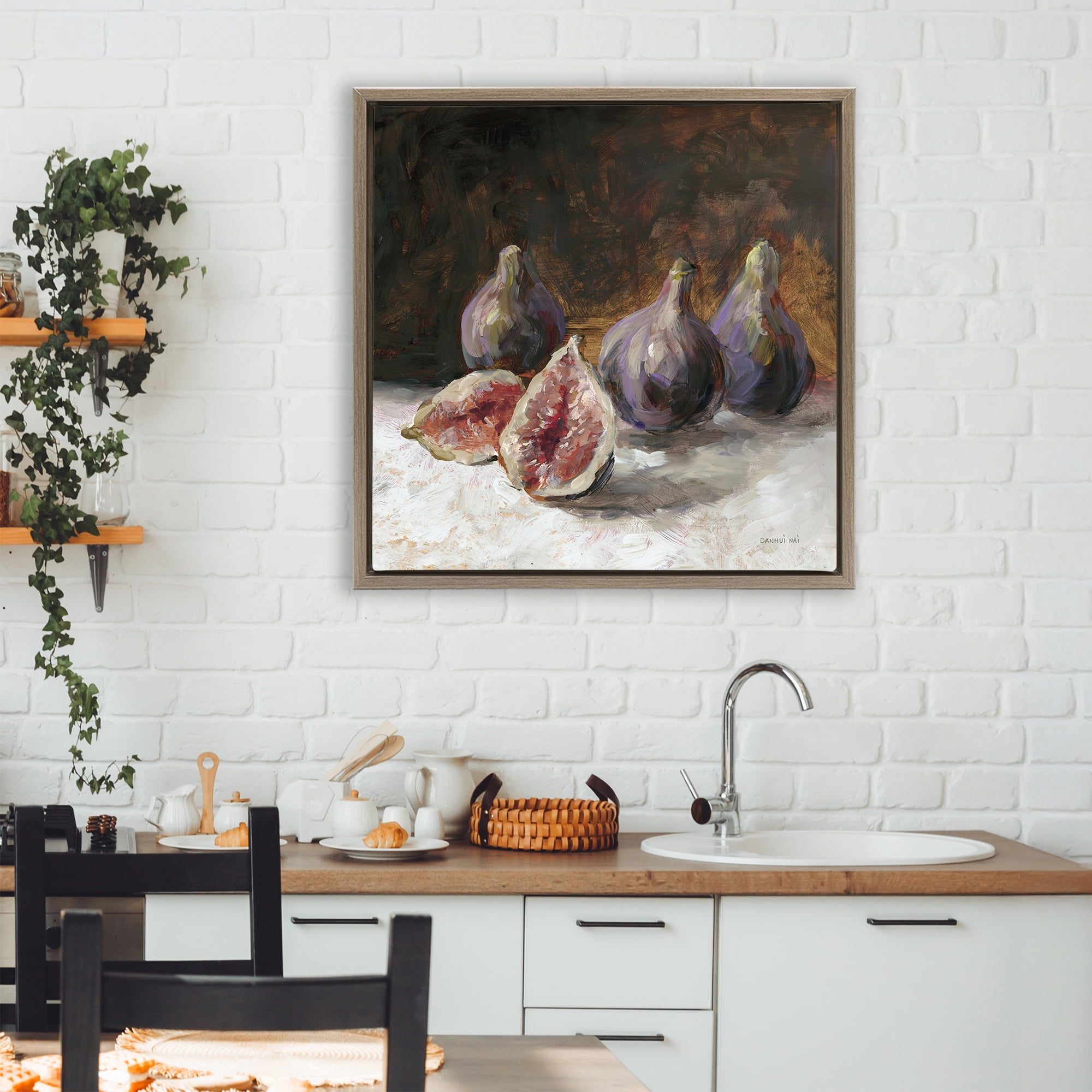Stupell Industries Rustic Fig Still Life Brown Framed Floater Canvas Wall Art, design by Danhui Nai