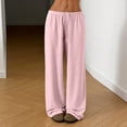 thumbnail image 6 of Spring Summer Pants for Women Soft Lounge Wide Leg Sweat Pants Elastic Waist Mid-Weight Pajama Pants with Pockets, #02 Pink S, 6 of 6
