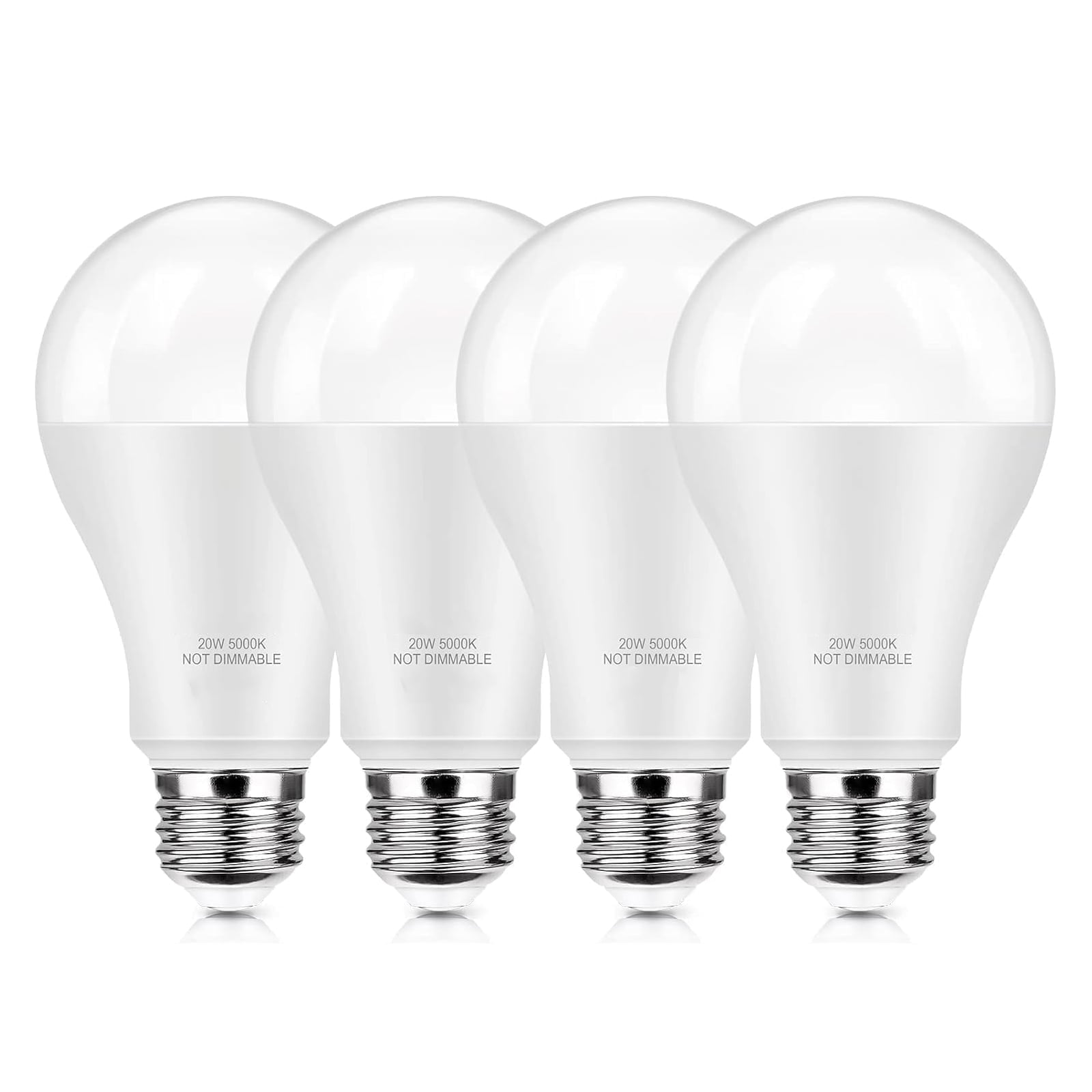 LED Light Bulbs 150 Watt Equivalent, 2200 Lumen Super Bright Light Bulbs, Daylight White 5000K, A21 20W LED Bulb E26 Base, Non-Dimmable, No Flicker Brightest Bulb for Bedroom Living Room Home, 4-Pack