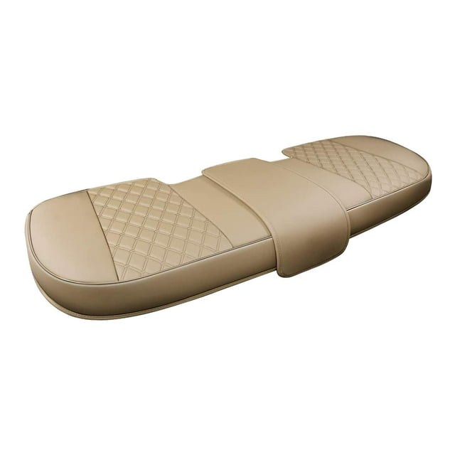 Funda de asiento de coche universal de cuero sintético para vehículos, cojín antideslizante para asiento delantero y trasero. Trasero beige