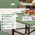 thumbnail image 5 of Topbuy Waterproof Metal, HDPE Picnic Table with 4 Benches & Umbrella Hole, Green, 5 of 9