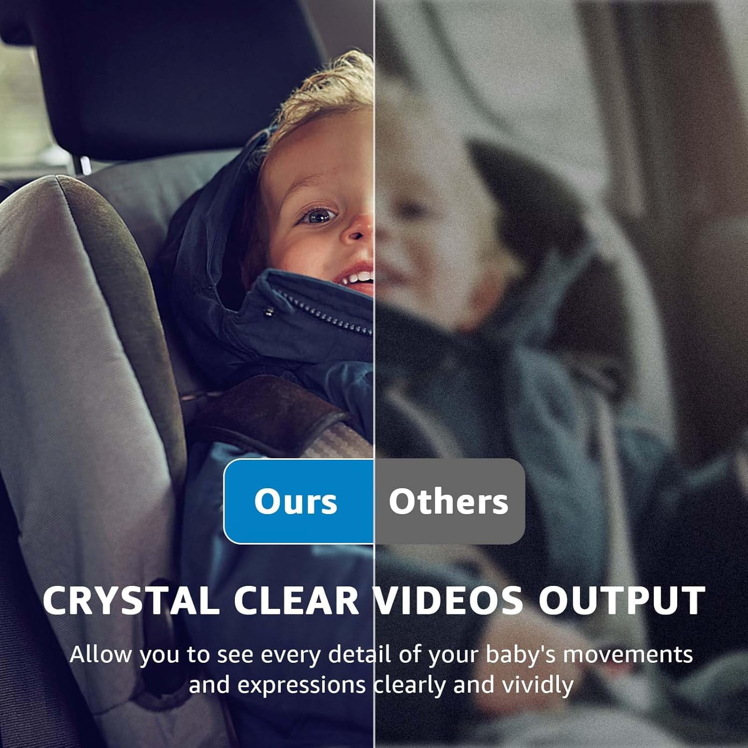 Baby Car Mirror with Night Vision Feature, View Infant in Rear Facing Seat, Wide Crystal Clear View