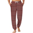 thumbnail image 2 of Mens Sleep Pants with Pockets Plaid Pajama Pants Cute Drawstring Elastic Waist Pant Cuffed Hem Straight Leg Home Sleepwear, 2 of 7