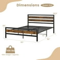 thumbnail image 2 of Costway Cadre de Lit Plateforme Industriel en Métal Format Grand Tête de Lit Rustique Base de Matelas, 2 of 10