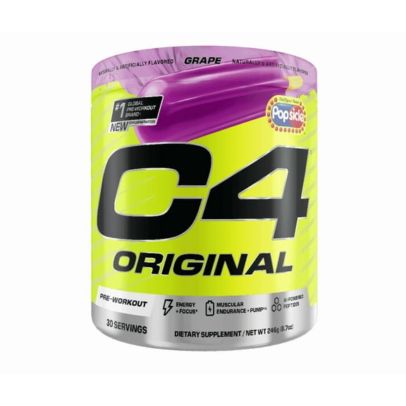 C4 Original Pre-Workout Powder, Grape Popsicle Flavor, 30 Servings