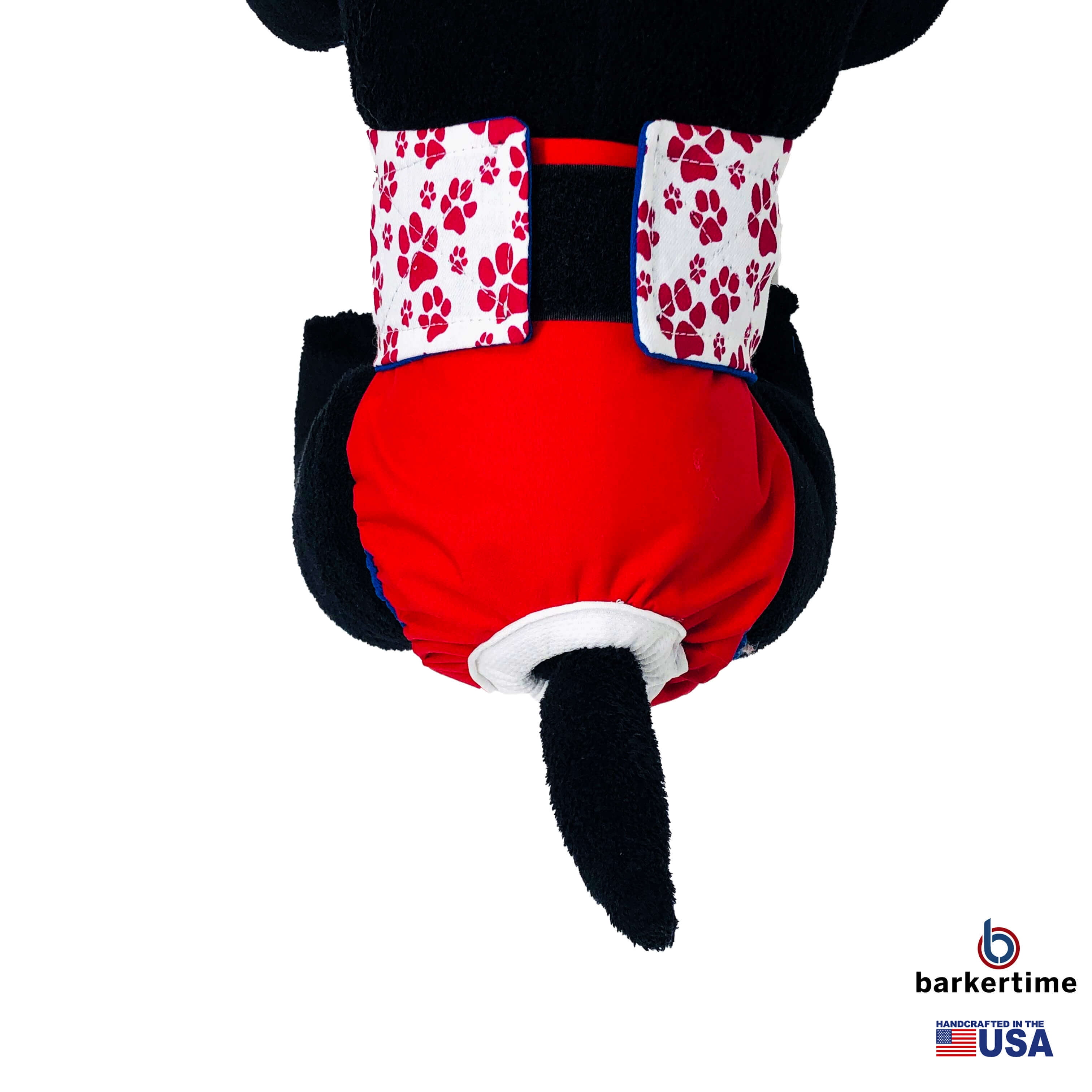 Barkertime Happy Paws on Red Dog Diaper