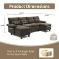thumbnail image 4 of Gelloan 104.72" U Shaped Couch, 4 Seat Sectional with 4 Throw Pillows, High Dense Memory Foam with Double Chaise Lounge &Living Room Couch,Brown, 4 of 7