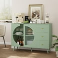 thumbnail image 6 of Homfa Coffee Bar Cabinet with 3 Drawers & Glass Door, Modern Buffet Sideboard Bar Table for Dining Room, Green, 6 of 7