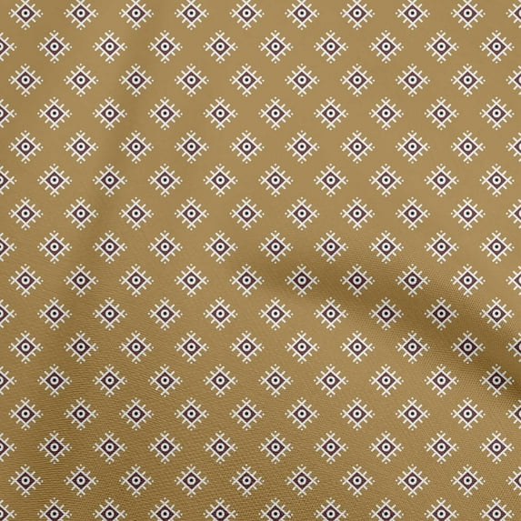 oneOone Cotton Poplin Twill Light Brown Fabric Asian Block Geometrical Shape Sewing Fabric By The Yard Printed Diy Clothing Sewing Supplies 56 Inch Wide