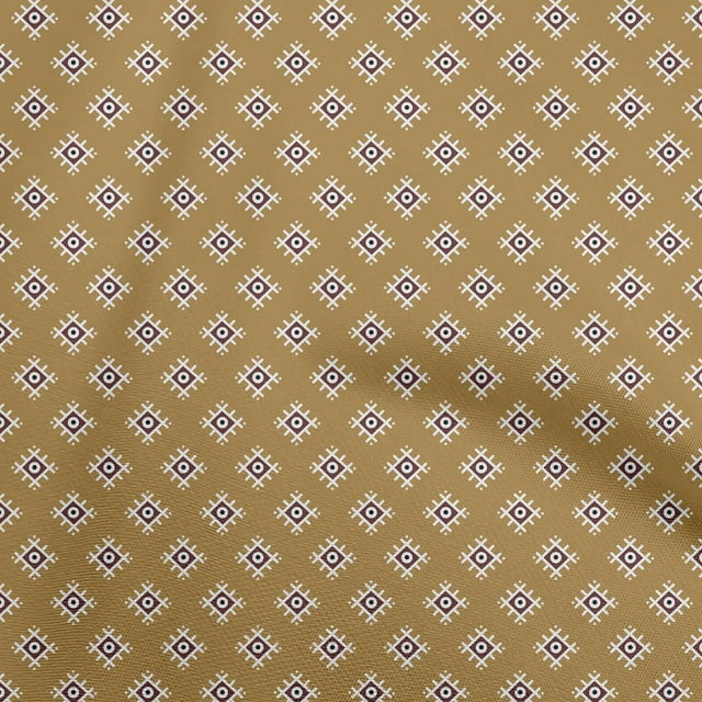 oneOone Polyester Spandex Light Brown Fabric Asian Block Geometrical Shape Craft Projects Decor Fabric Printed By The Yard 56 Inch Wide