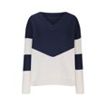 thumbnail image 4 of hotojiny Fall Sweaters for Women Trendy Color Block Knit V Neck Shirts Casual Comfy Long Sleeve Pullover Tops, 4 of 5