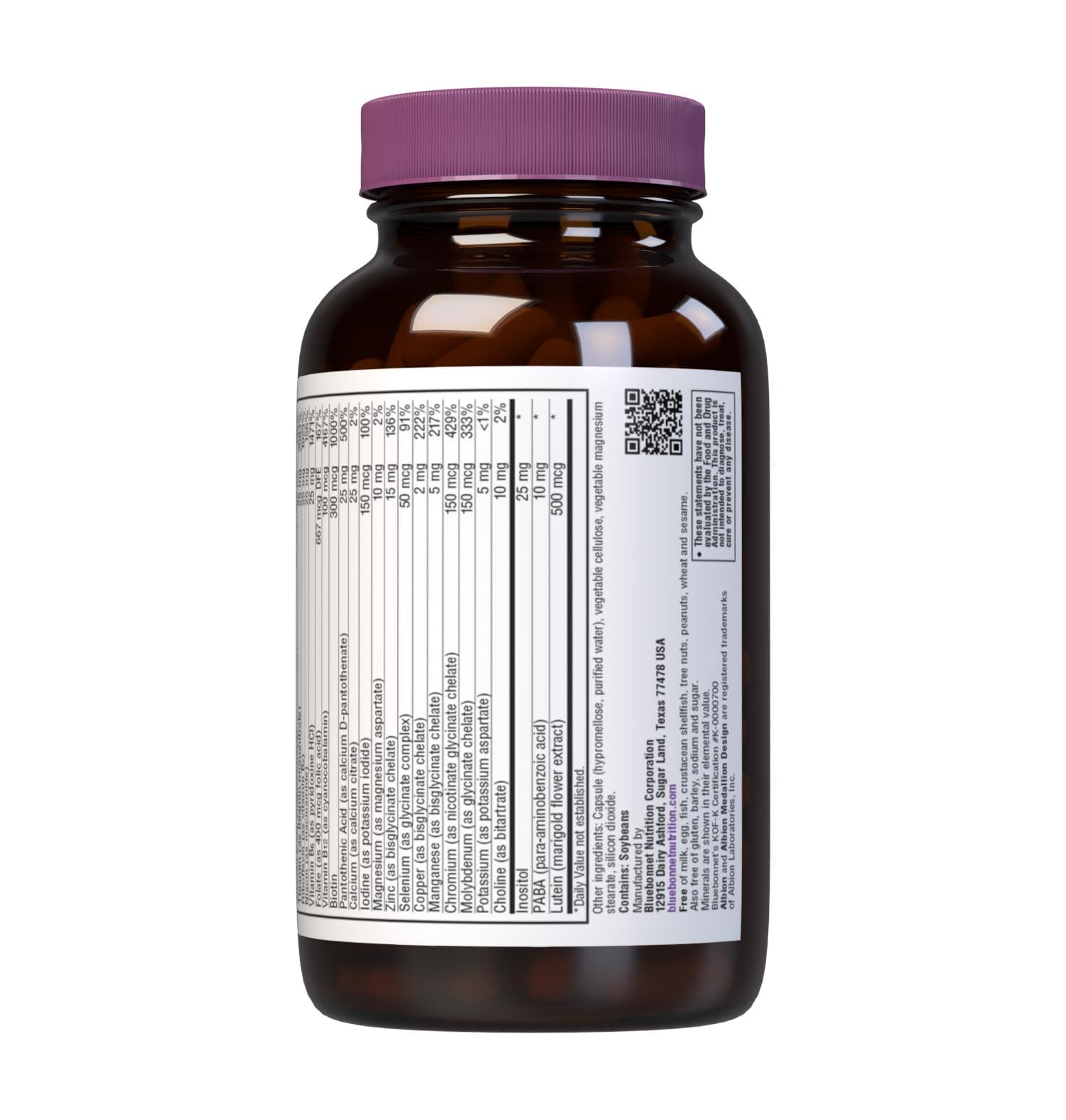 Bluebonnet Multi One (Iron Free), Complete Full Spectrum Multiple, B Vitamins, 120 Count