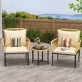 thumbnail image 4 of 3-piece rattan patio chaise lounges featuring beige cushions, 4 of 6