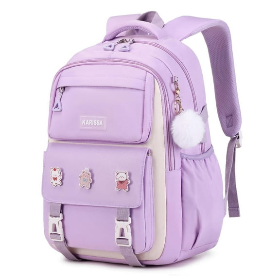 Soda Candy Backpacks with Anti-Theft Back Pocket, Lightweight School Backpack, Water Resistant Bookbag, Purple