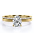 thumbnail image 1 of JeenMata Juego de Anillos de Boda de Corte Ovalado de 1,75 Quilates, con Acentuación Pavé, con Puntas, Chapado en Oro Amarillo de 18 K sobre Plata (Personaliza la Banda de Tu Anillo de Boda), 1 of 6