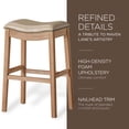 thumbnail image 3 of Maven Lane Adrien Saddle Barstool, Weathered Oak w/ Avanti Bone Vegan Leather, Set of 4, 3 of 6