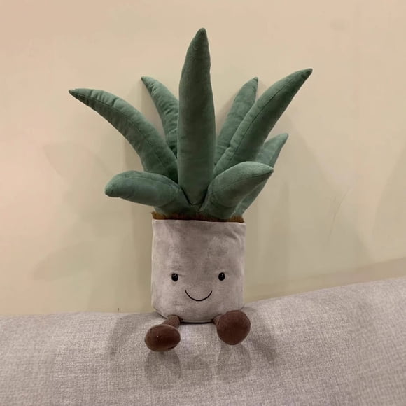 NAOJIE 16.5-in Potted Aloe Plant Plush Stuffed Animals for Kids,Soft Cute Plush Toys for Baby Girl and Boy,Fluffy Potted Aloe Plant Green