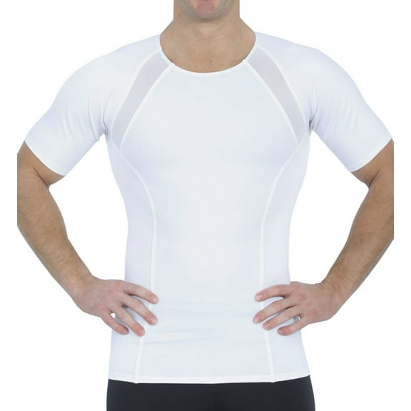 Insta Slim Men’s Side & Back Power Mesh Panel Crew Neck Shirt TS2307