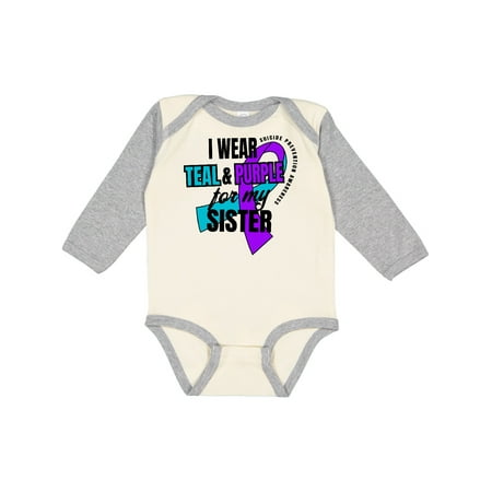 

Inktastic Suicide Prevention I Wear Teal and Purple for My Sister Gift Baby Boy or Baby Girl Long Sleeve Bodysuit