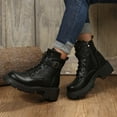 thumbnail image 2 of NECHOLOGY Botas Mujer Adulto Femenino Zapatos Botines para mujer Botas Mujer/Invierno Botas De Moto Estilo Británico Suela Gruesa Hebilla De Cinturón Botas Retro Botas Grandes (Black, 6.5), 2 of 7