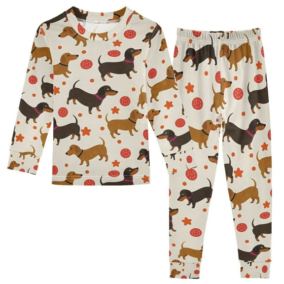 joogoo Dachshund Dog Balls 2 Piece Long Sleeve Tee and Pants Cotton Pajama Set 5Y
