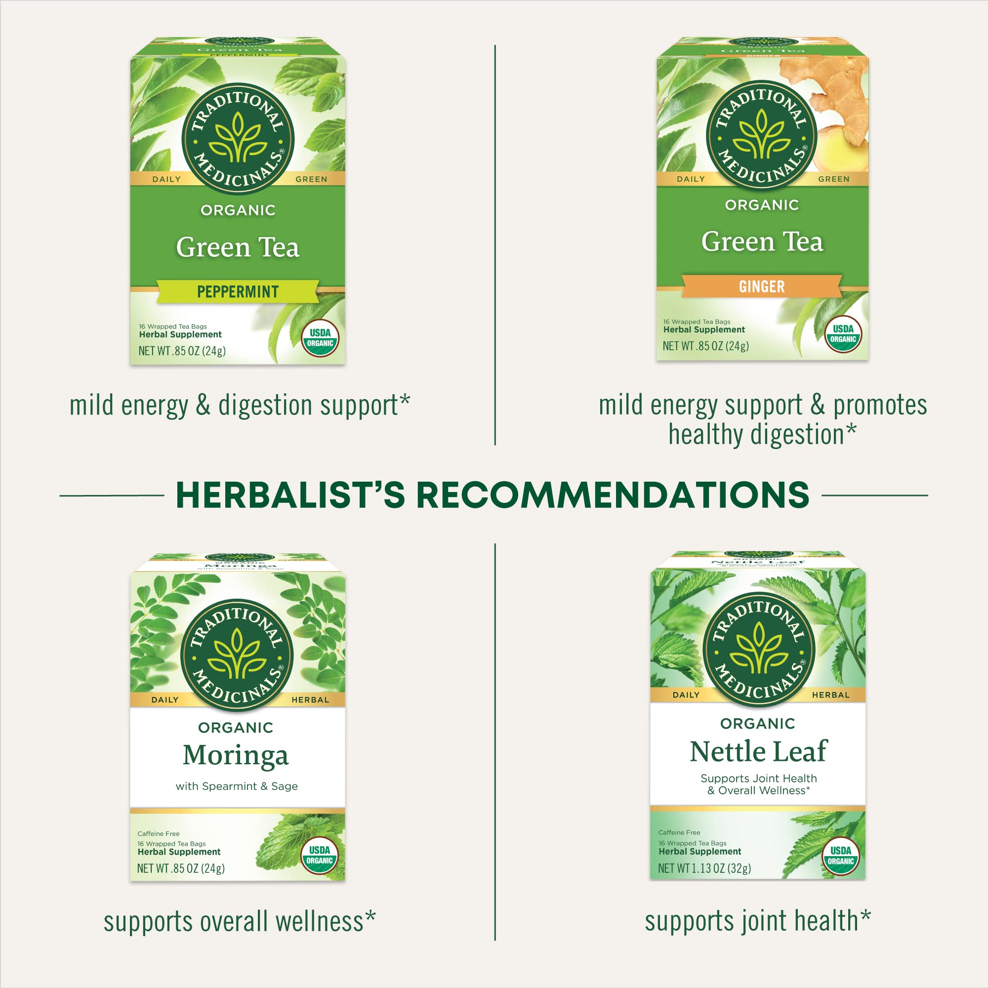 Traditional Medicinals Organic Green Tea With Toasted Rice, Matcha, 16 Count (Pack of 6)
