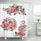 thumbnail image 1 of Colección de ramo Flores Rosas ABPHQTO Brotes rojos y hojas verdes Cortina de ducha blanca Retro Aniversario 165x180 cm, 1 of 2