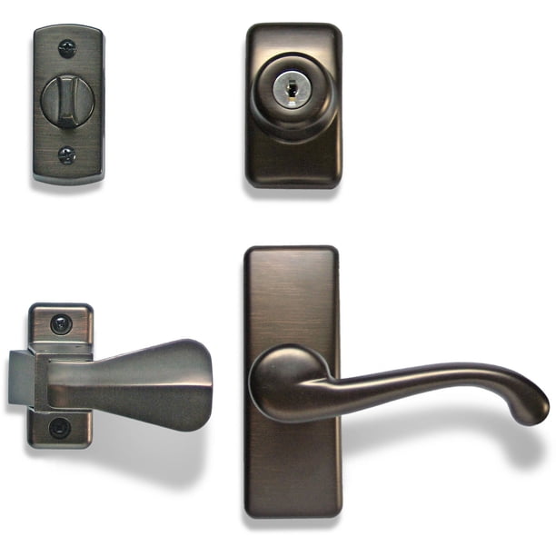 Ideal Deluxe Storm and Screen Door Lever Handle and Keyed Deadbolt