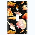 thumbnail image 2 of Metal Light Switch Wall Plate Outlet Cover (Colorful Sea Shells Pattern Black - Single Toggle), 2 of 2