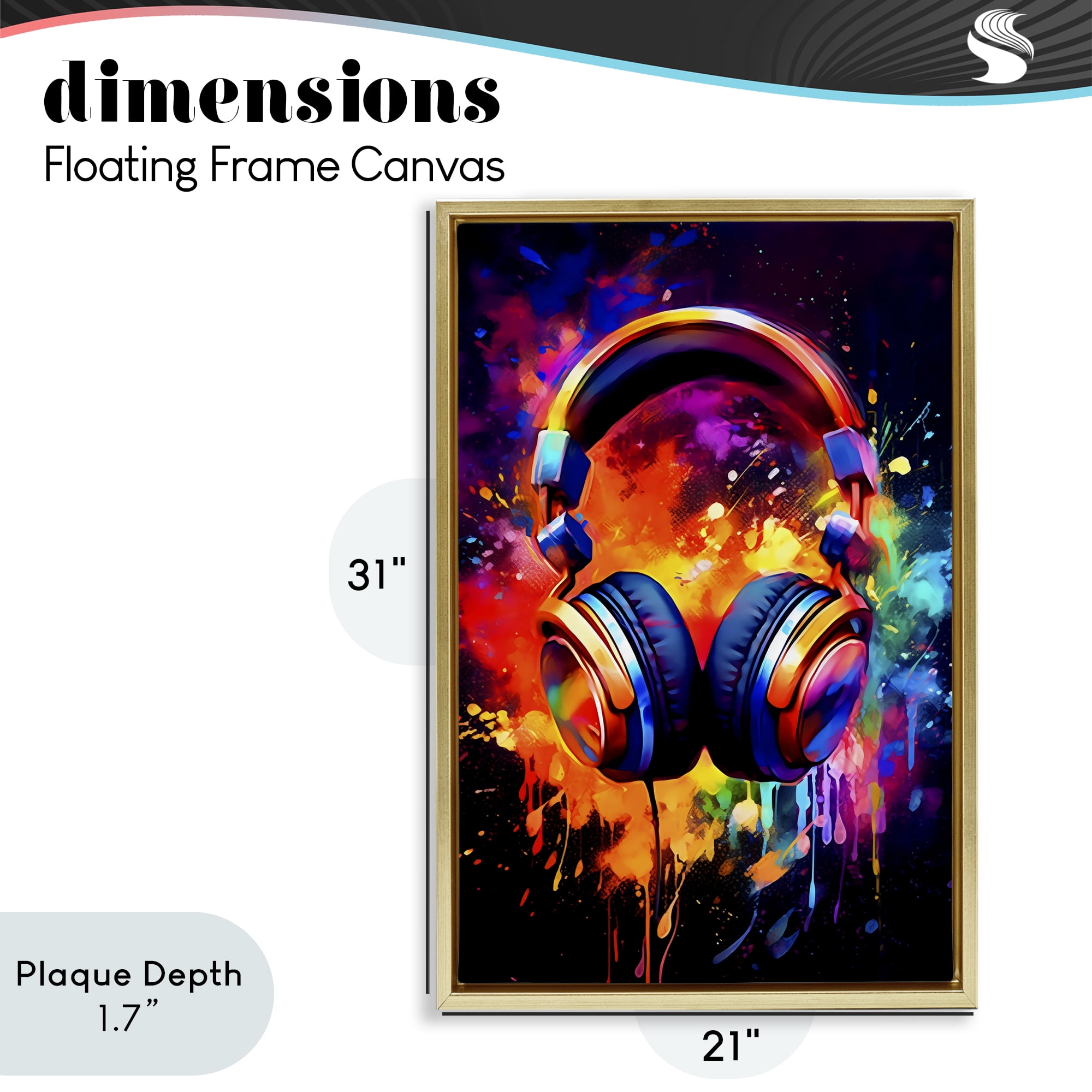 Stupell Industries Musical Color Pop Splash Gold Framed Floater Canvas Wall Art, design by Creative Studio