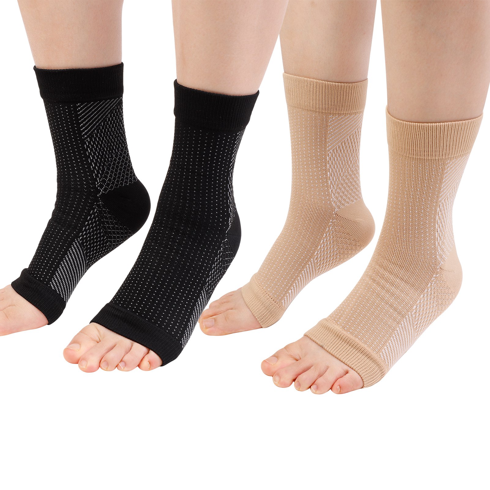 HEQUSIGNS Ankle Support Compression Sleeve Socks 2 Pairs, Medical